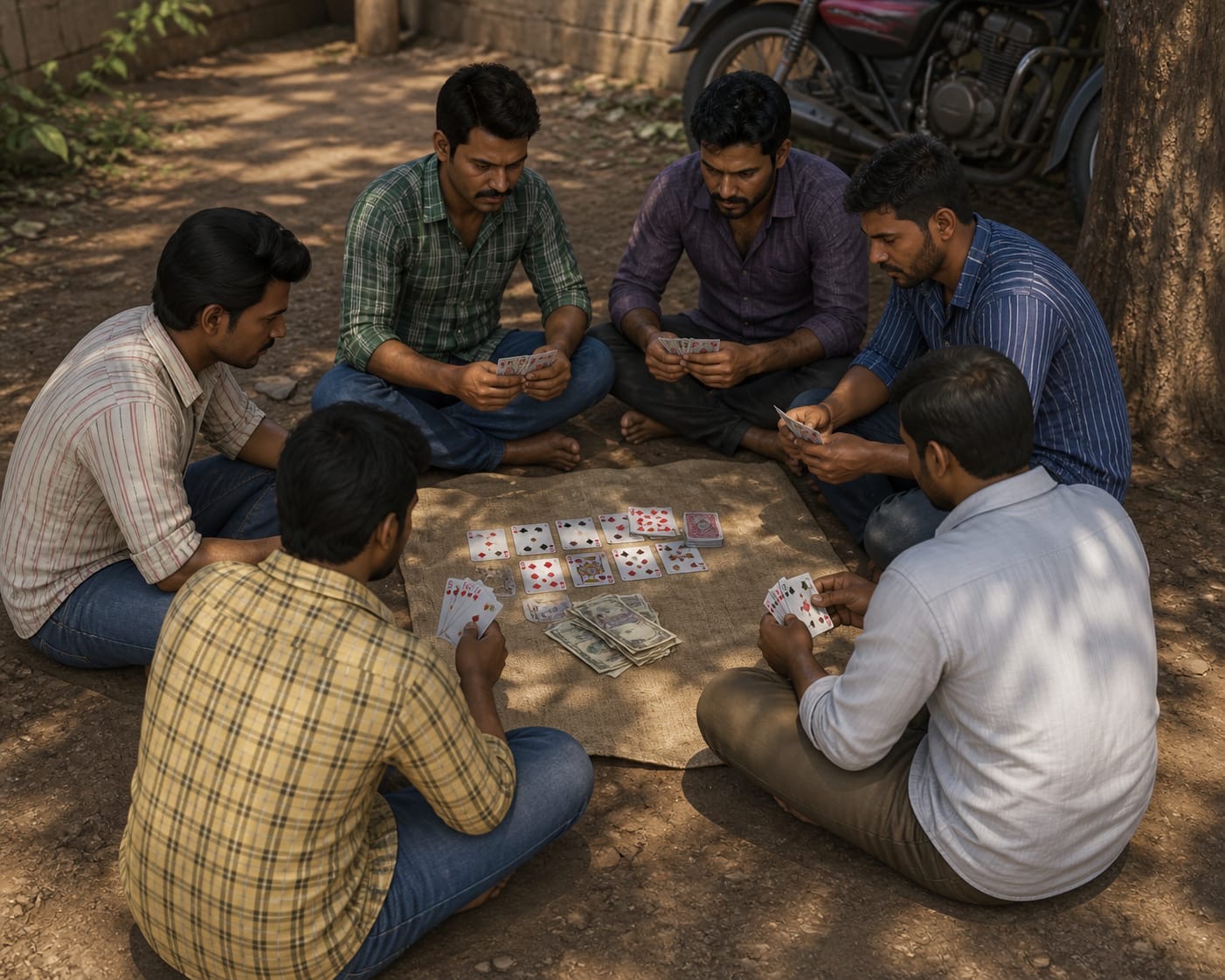 भोलाई माता मंदिर परिसरात जुगार अड्ड्यावर पोलिसांची कारवाई:  सहा जणांविरुद्ध गुन्हा दाखल